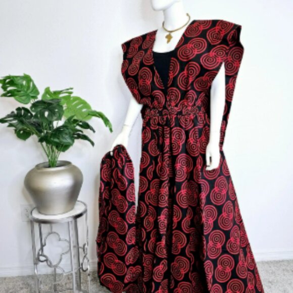 African Ankara Print Maxi Skirt Dress: Convertible Cotton Sundress with Pockets - Picture 4 of 5